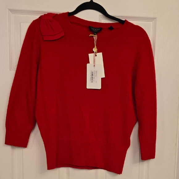 Ted Baker London Sweaters - Ted Baker London Vibrant Red Sweater with Bow Accent
